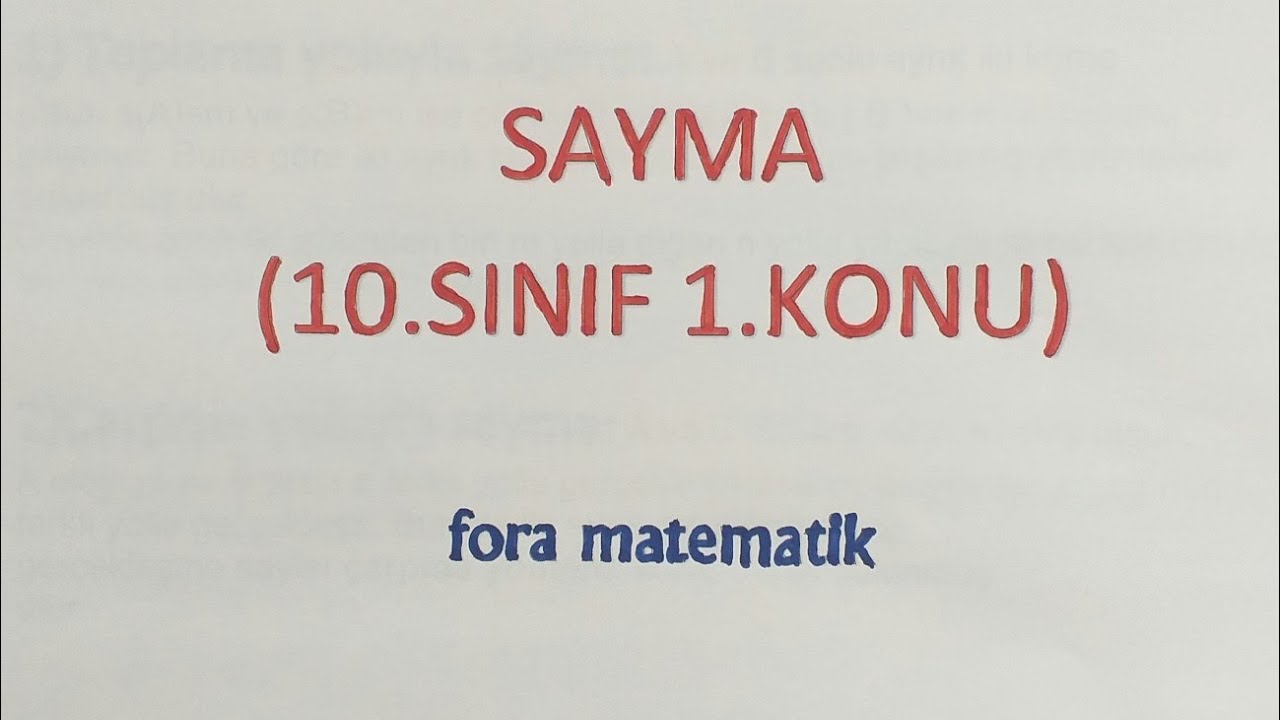 10.SINIF 1.KONU:SAYMA