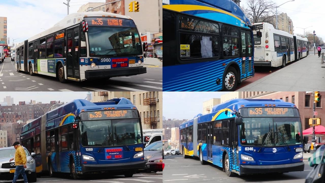 NYCT Bus: Bx35 Bus Action along 167th Street and El Grant Hwy (New