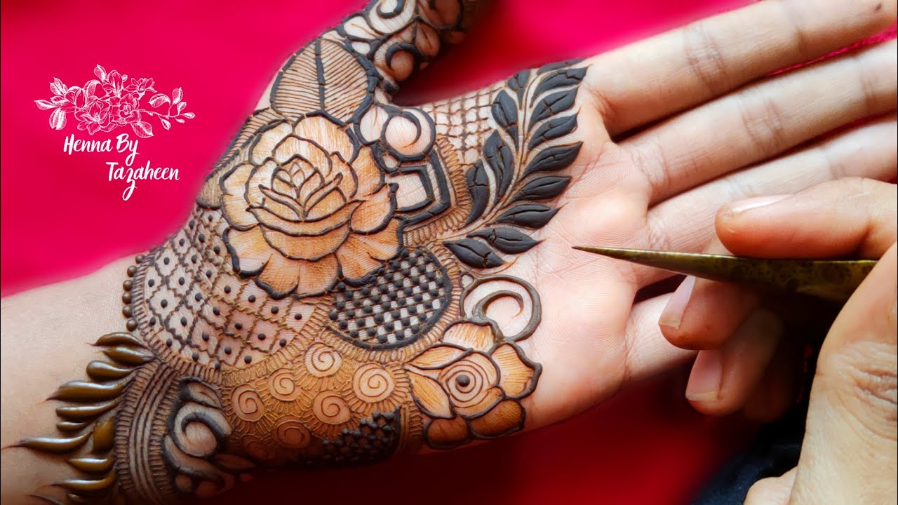 Intricate Rose Mehndi Design for Palm || Tazaheen Art - YouTube