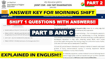 PART2!!CSIR JUNE 2022 LIFE SCIENCE SHIFT 1 SOLVED QUESTIONS!!ANSWER KEY!!CHECK SOON!!
