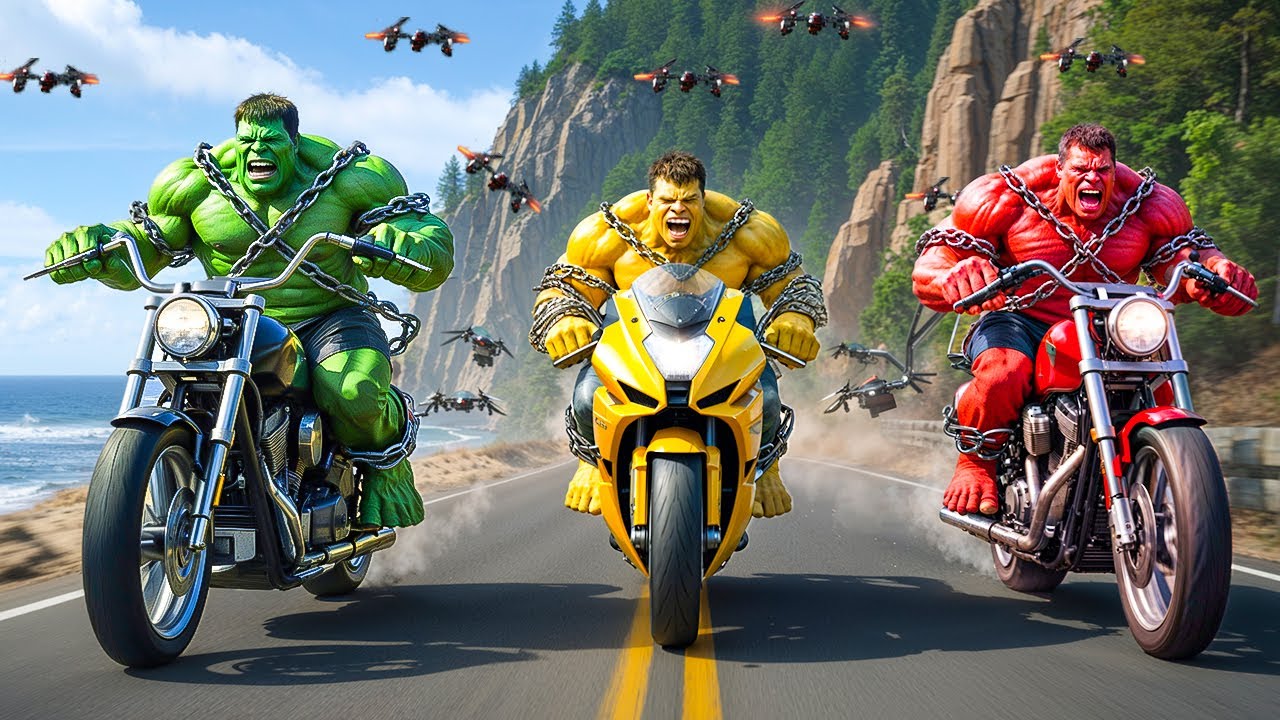 HULK vs RED HULK LEGENDARY BATTLE! Insane Motorcycle Fight That Shakes the City!
