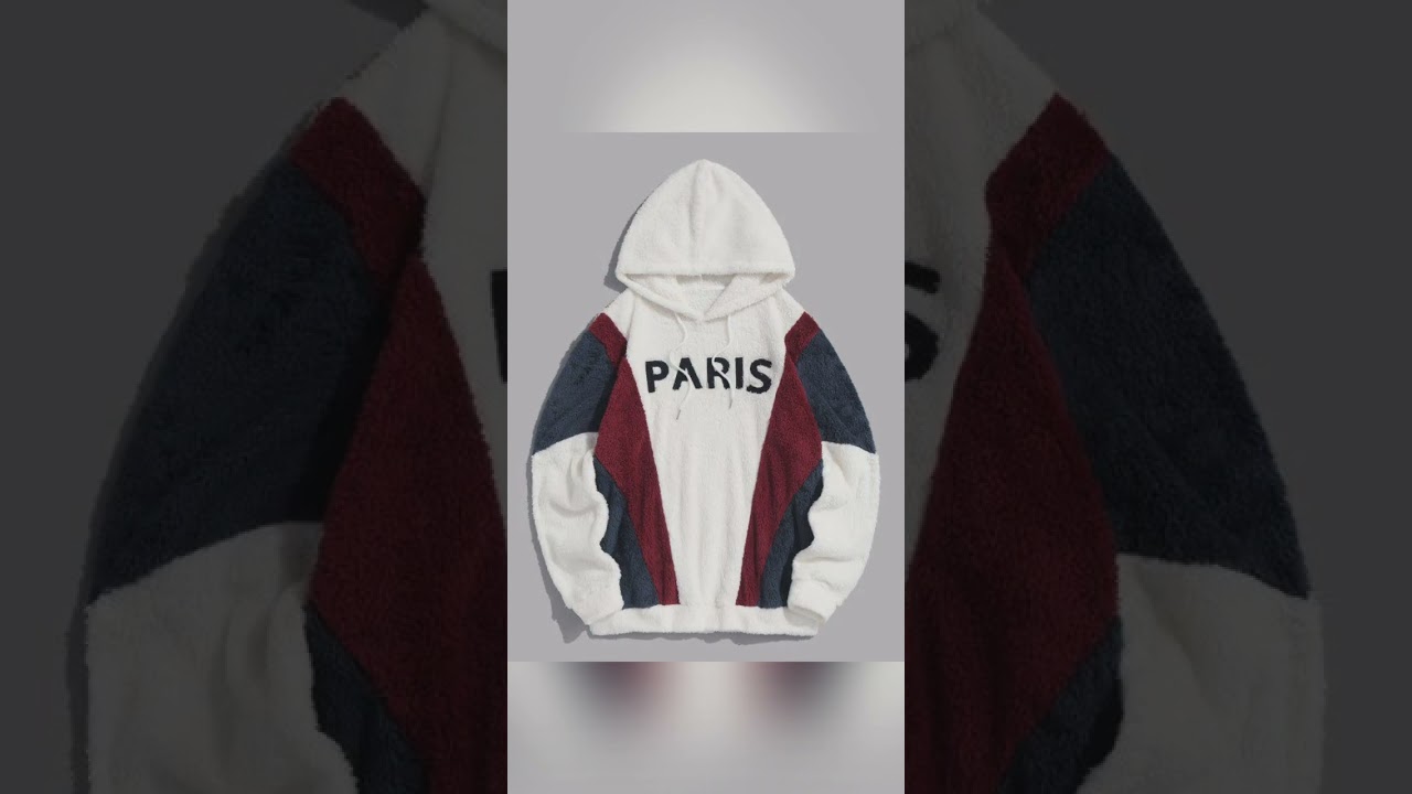 ZAFUL PARIS Embroidered Fuzzy Pullover Hoodie 
