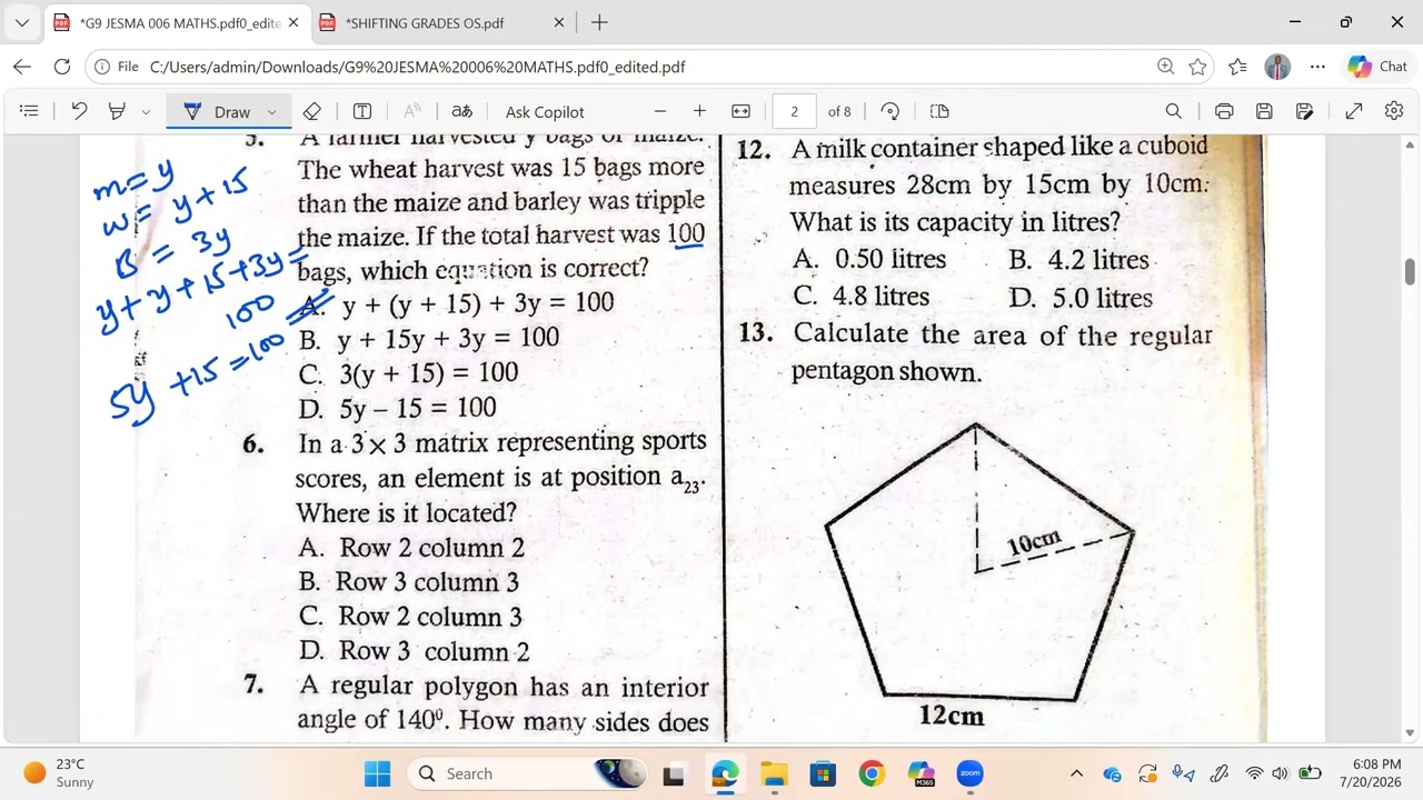 Grade 9 Mathematics Exam Preparation: Key Concepts and Problem-Solving Strategies