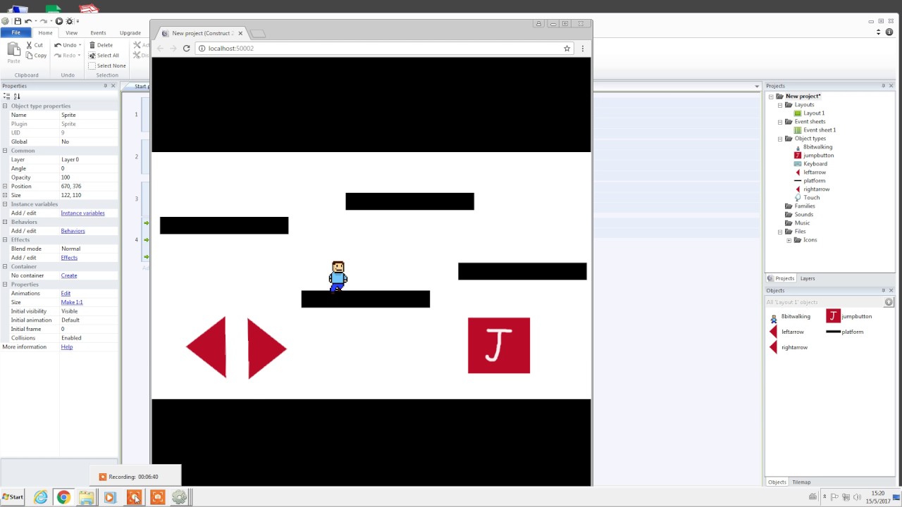 [2/2] Construct 2 Platform Game with Touch Controls - YouTube