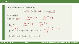 Basic Calculus - Limit Theorems (TAGALOG)