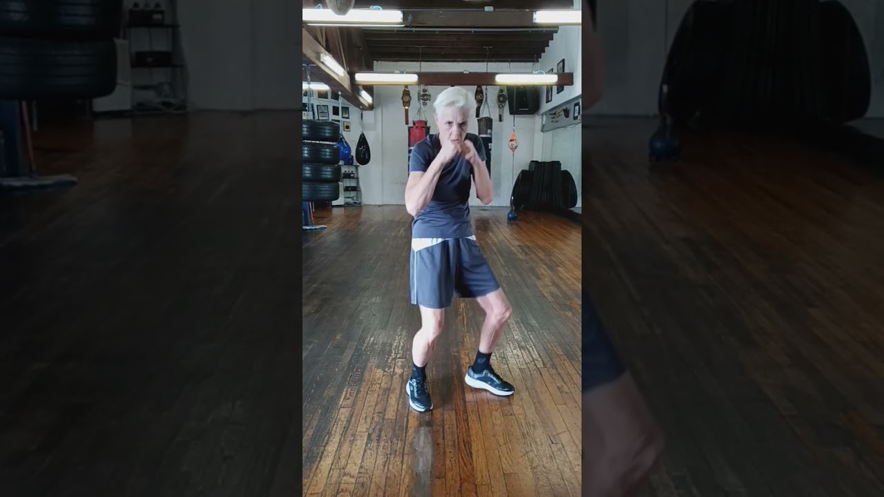 Basic boxing punch instructional drill for advancing in & back with feet