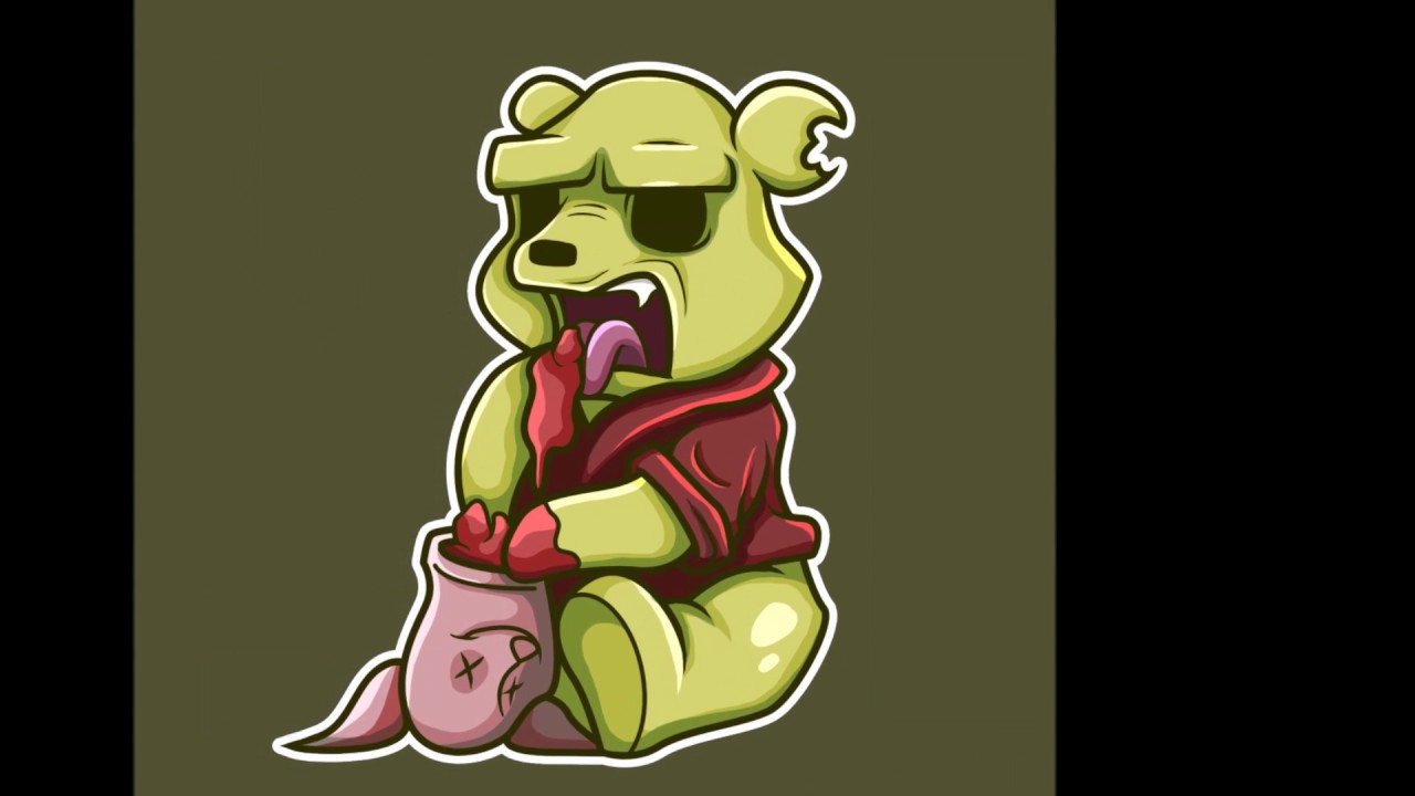 Making a Zombie Winnie the Pooh sticker!