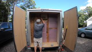 Cargo Trailer Camper Conversion Part 2...Building Outdoor Kitchen Wall