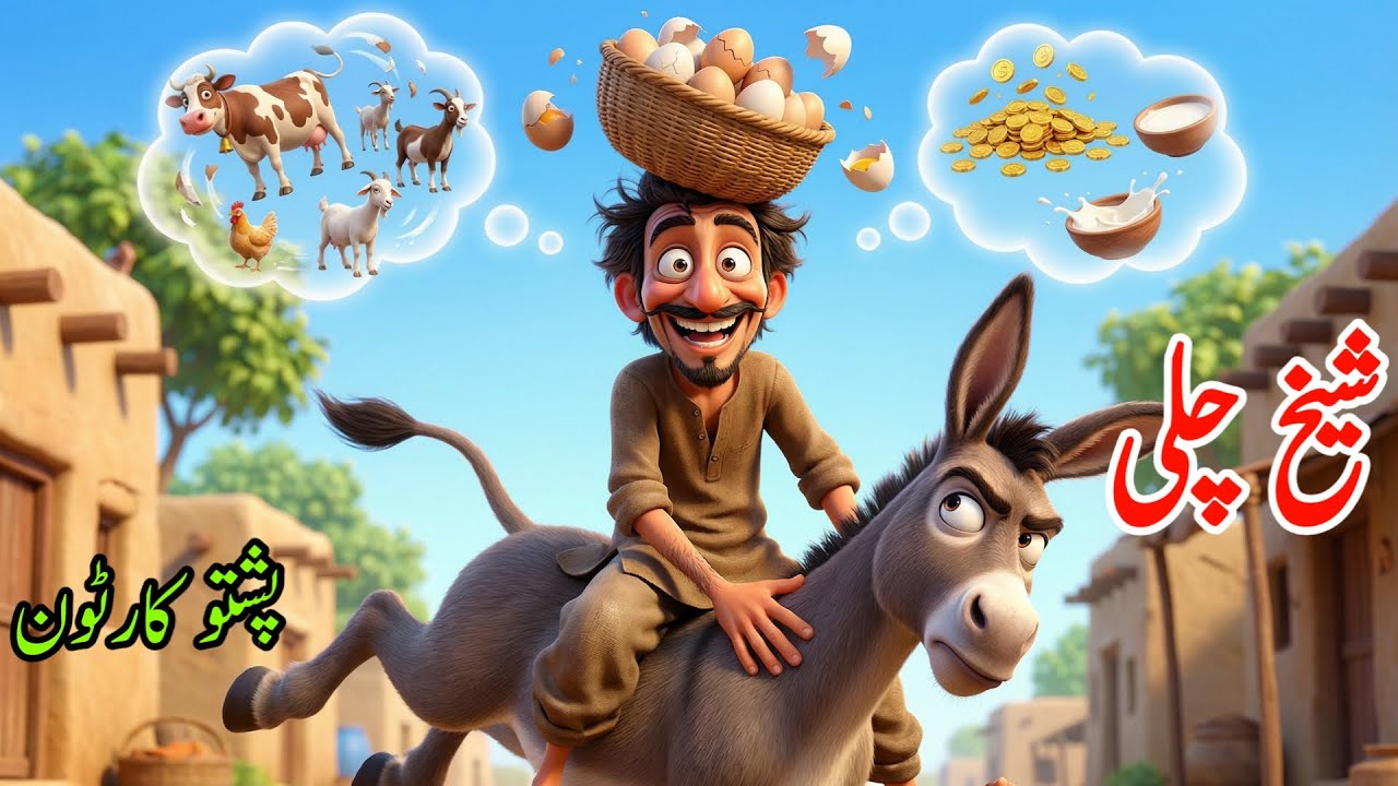 د شیخ چلی خیالی سوچ | Pashto cartoon story | Sheikh Chilli's Imaginary ...