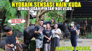 Dimas wants to ride a big horse at Santosa Stable, but Dimas is busy vlogging instead.