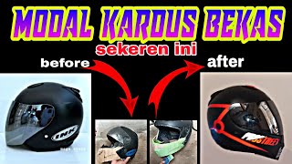 modifikasi helm half face jadi helm full face pakai kardus 🏍️ basic INK Centro