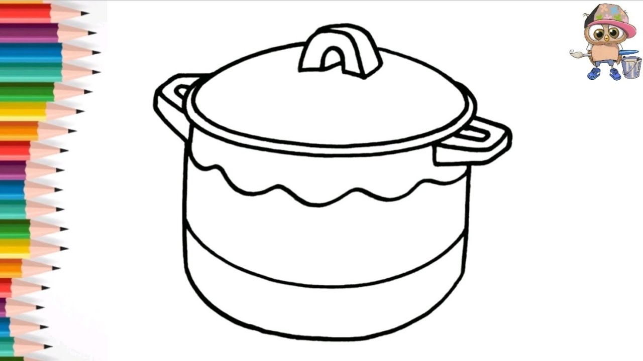Кастрюля рисунок для детей карандашом