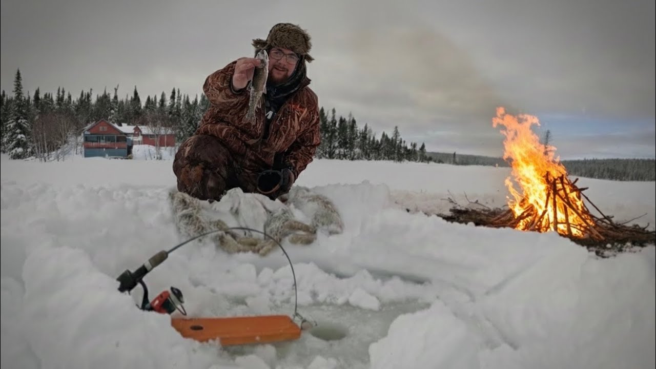 2 дня подледной рыбалки и охоты с ловушками из отдаленной хижины в дикой местности.