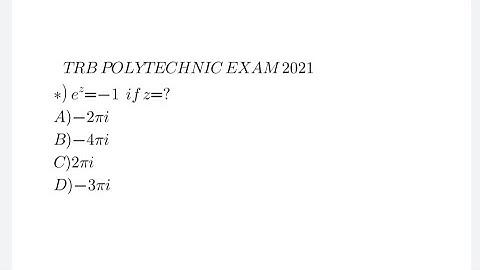 Complex Analysis | Trb Polytechnic Exam 2021