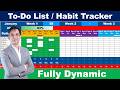 To Do List - Habit Tracker in Excel 2026 / Excel