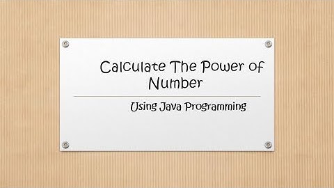 This  video shows how to Calculate The Power of Number using Java Programming.