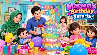 🎁 Maryam’s 2nd Birthday Surprise 🎂 | Mahira & Maryam | 3D Cartoon Family Story