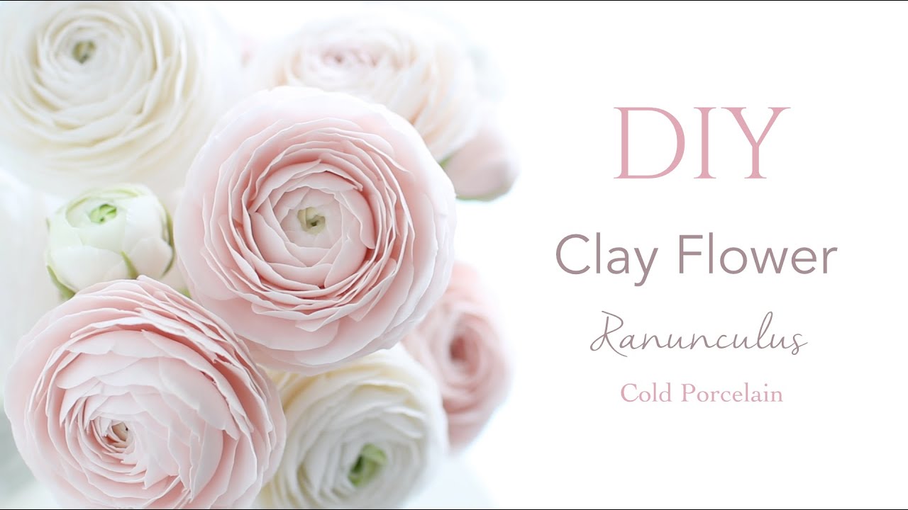 100均樹脂粘土でラナンキュラスの花の作り方 | DIY How to make Ranunculus | Clay Flower Tutorial クレイフラワー