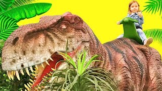 Playground for kids Amusement theme park of giant dinosaurs video for children