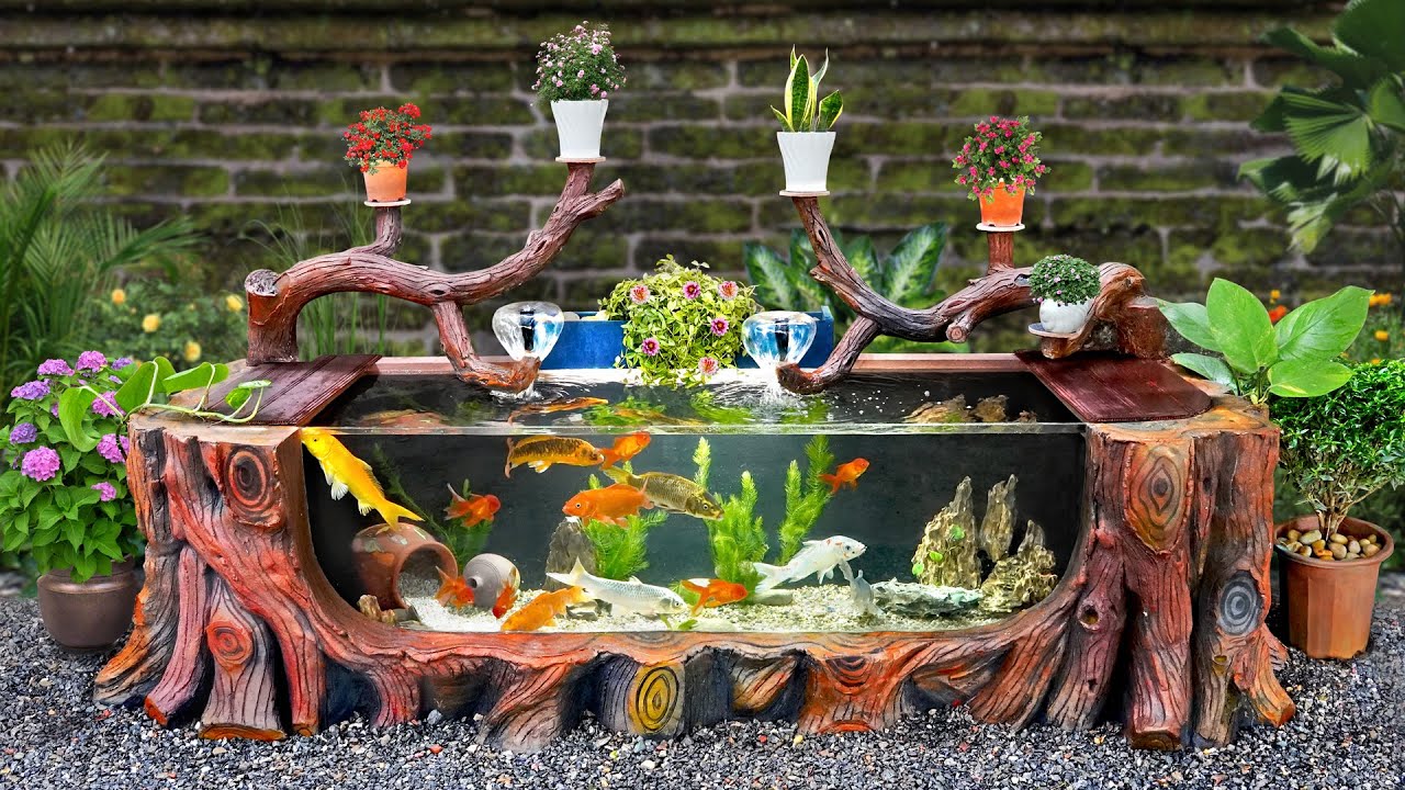 My wife despises my talent! I decide to make unique and arty stump aquarium