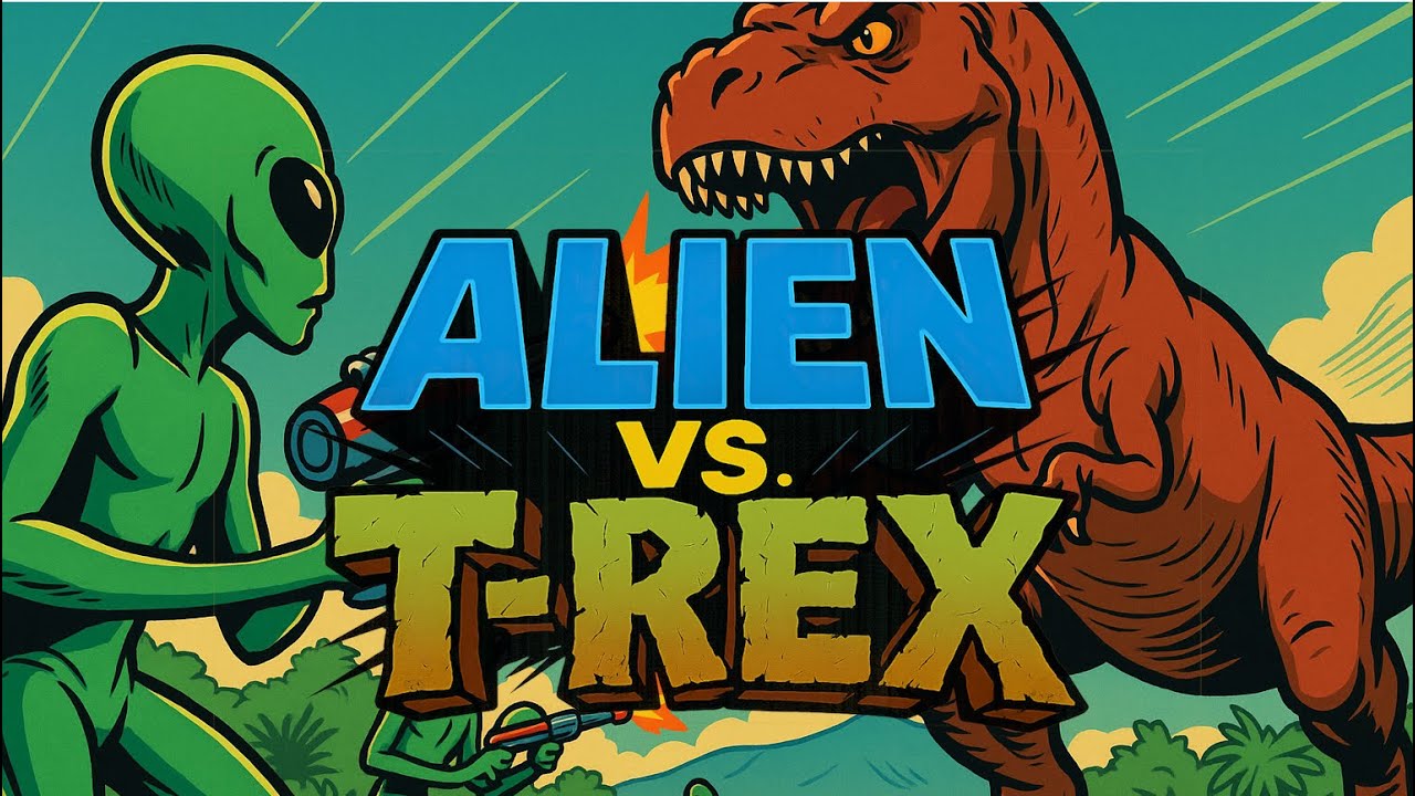 Alien vs. T-Rex – 1980s Cartoon Intro (Remastered)