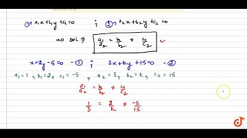 The value of `k` for which the system of   equations `x+2y=5,\ \ 3x+k y+15=0` has no solution