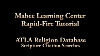 Search ATLA Database by Scripture Citation