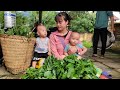 Parents and children go together to harvest the vegetable garden  take it to the market to sell