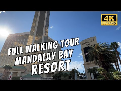 4K Mandalay Bay Resort Las Vegas Full Walkthrough | Walking Very Busy Las Vegas Mandalay Bay Hotel