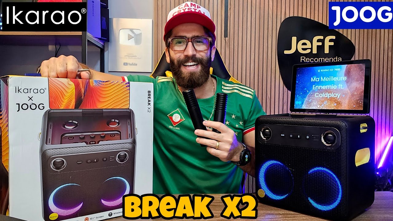 Speaker de Karaokê Joog Break X2 600W / Tela 10,1