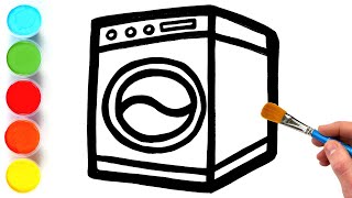 washing machine drawing painting and coloring for kids toddlers lets draw together
