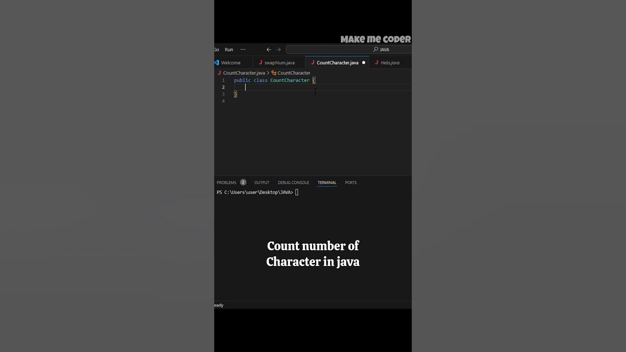 Count number of characters in a string in Java #java #coding #shorts ...