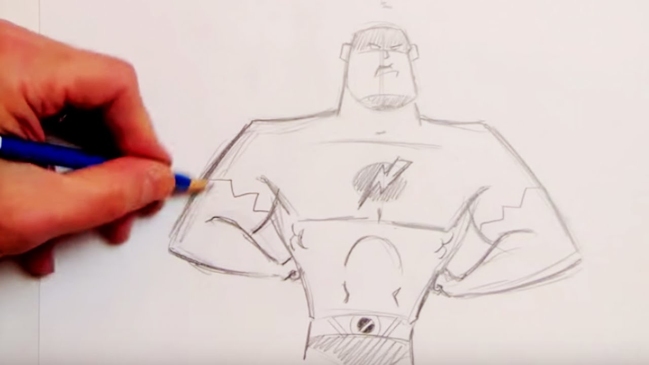 male superhero drawings in pencil