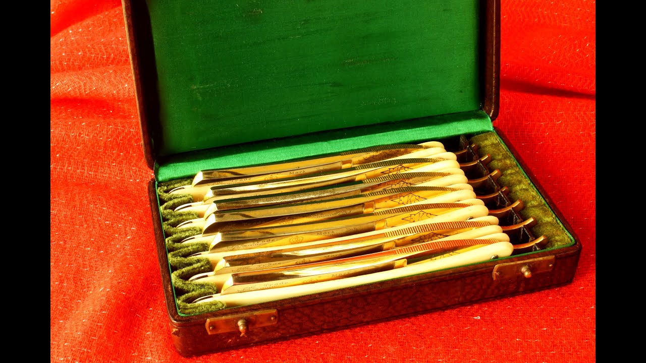 Testing Razor 7 day set of Gold Krone #straightrazors. Shave testing Razors 5,6 and 7 ...