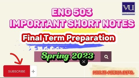 ENG 503 Final Term Important Notes for exams preparation 2023 || Eng 503 Short notes#