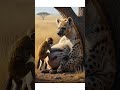 Monkey Helps Pregnant Hyena 🐒🦝 #shorts #shortfeeds #animalrescue #wildlife