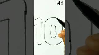 #shorts How to draw a Bubbly Number 10 step by step