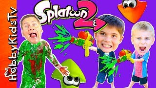 Splatoon Adventure + Real Life Splat Roller Challenge! Video Game Fun with HobbyKidsTV