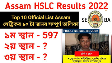 HSLC Top 10 List 2022 Assam ll HSLC Result 2022 Assam
