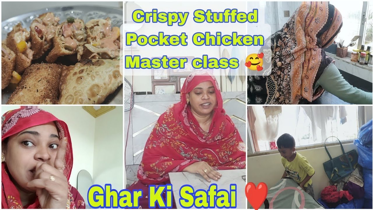 Crispy Stuffed Pocket Chicken Ki recipe 😍/ Aur Ghar Ki Safai ❤️