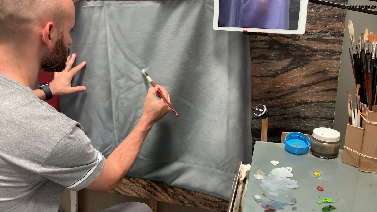 al oleo pliegues en una tela blanca / painting with oil on a white drapery by Omar Ortiz - YouTube