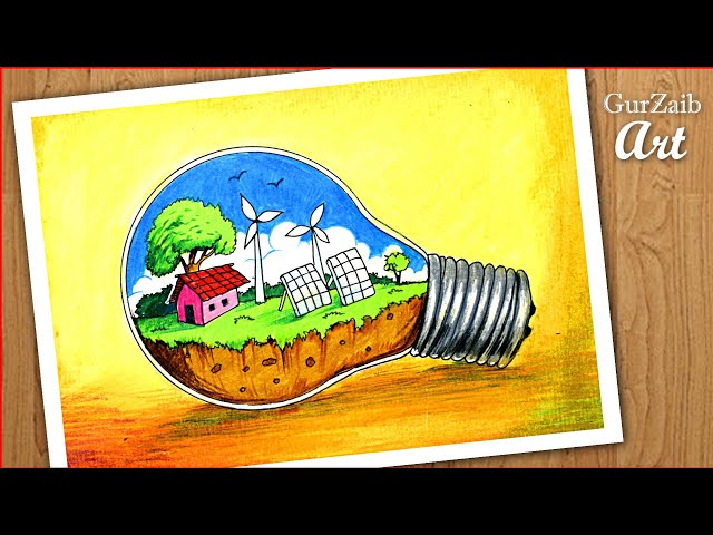 Energy conservation drawing with oil pastel for drawing competition|Save  energy drawing. - YouTube