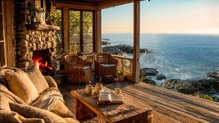 Morning Coastal Ambience in Monterey | Ocean Waves & Fireplace Sounds for Relaxation & Focus