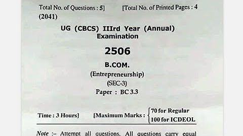 HPU Entrepreneurship question paper 2020-21| B.Com final year question paper