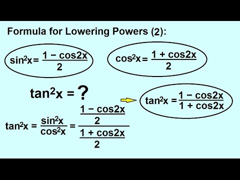 Precalculus Trigonometry Trig Identities 29 Of 57 Formula For Lowering Power Tan 2 X Youtube