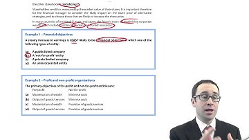 CIMA F3 Financial and non-financial objectives - Examples