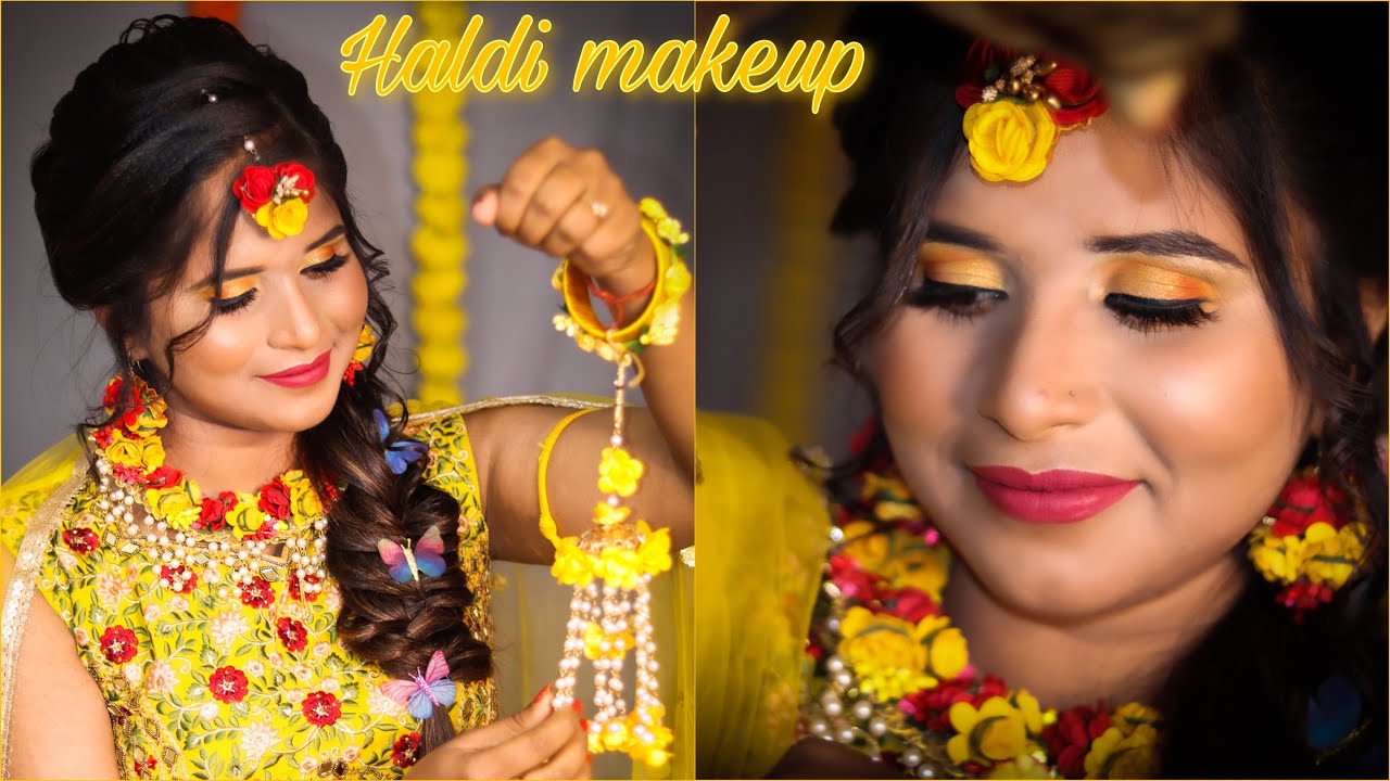 Easy Haldi Makeup Tutorial for beginners/ Haldi look for bride