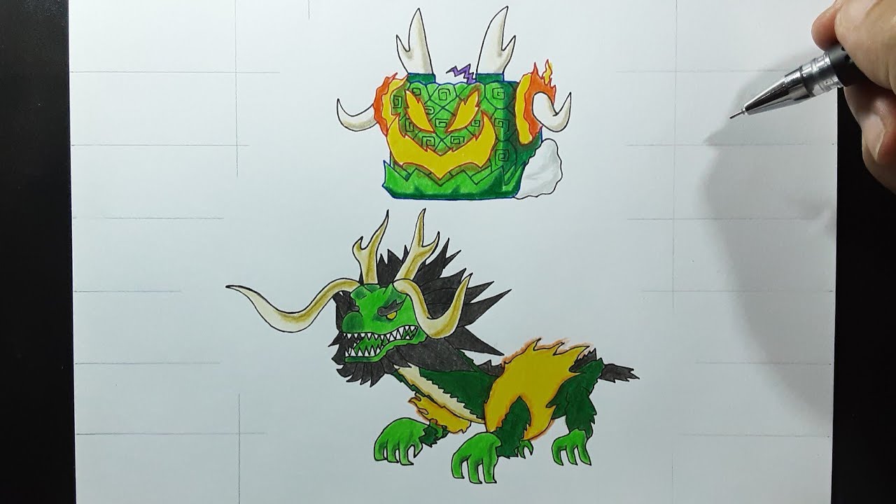 how to draw Blox Fruits Dragon 