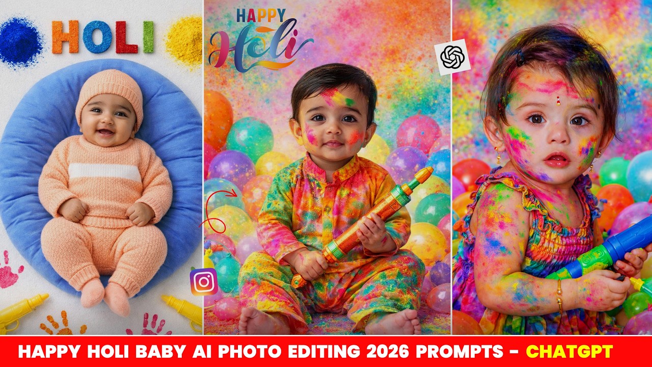 Happy Holi Baby Photo Editing 2026🤩| Gemini Holi Baby Photo Editing Prompts | AI Se Holi Ka Photo!