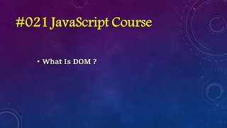 Learn Javascript In Arabic 2023 #21 - What Is DOM Profile